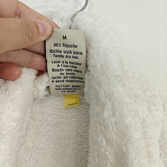 Pottery Barn Unisex White Long sleeve Pockets Belted Robe Size Medium - Picture 7 of 13